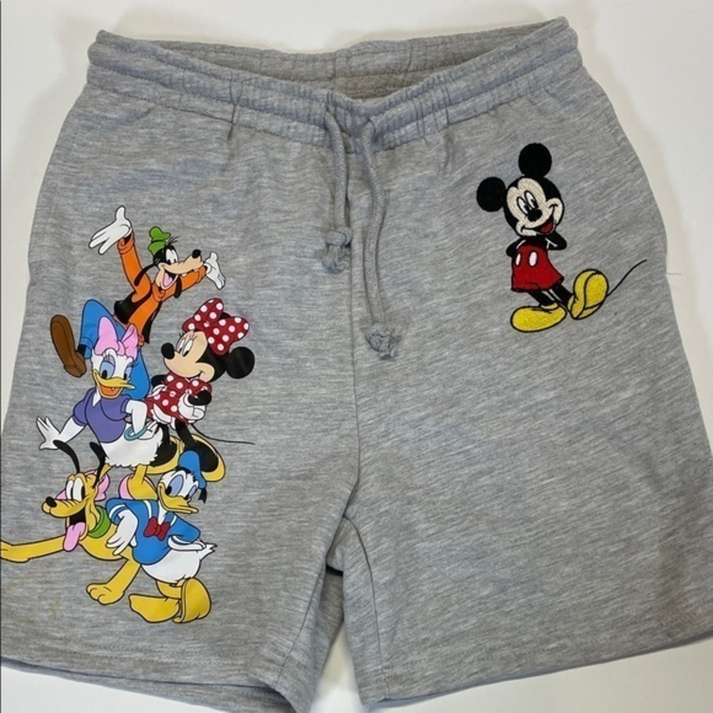Disney Mickey Friends Sweat Shorts Gray Goofy Pluto Minnie Size XS